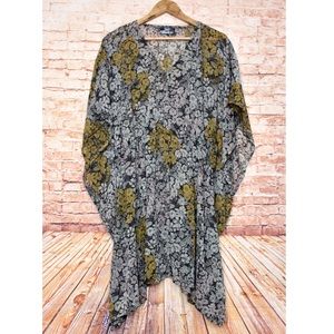 Azur | black cream floral swim cover up/kaftan